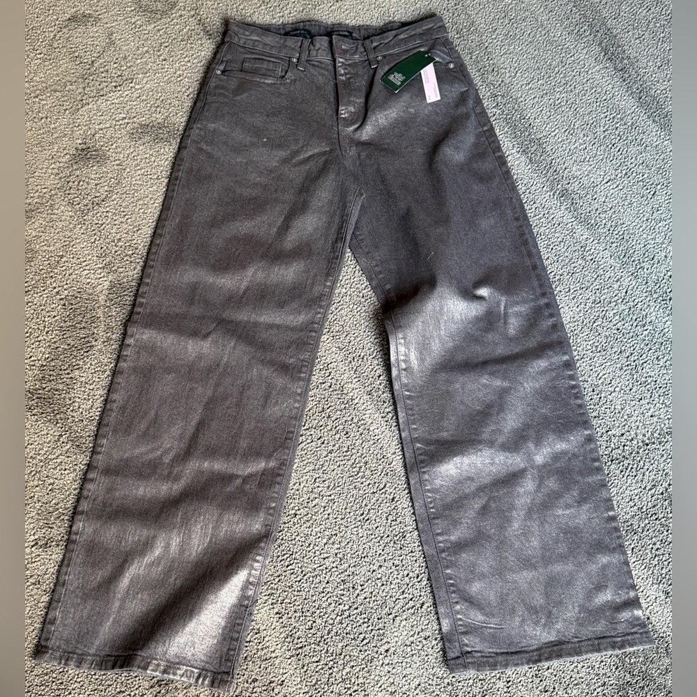 Wild Fable Silver Glitter Wash High Rise Baggy Jeans. So SHIMMERY! Size 6